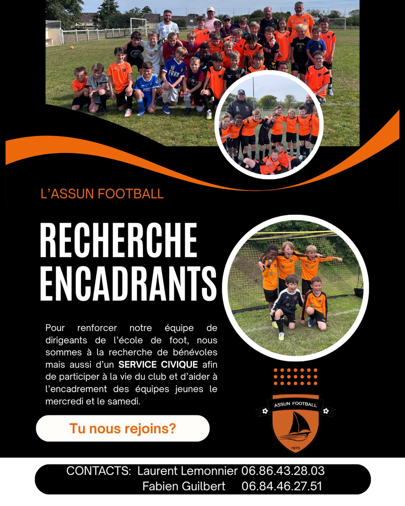 Affiche publiée par le club avec l'actualité « Le club recrute »